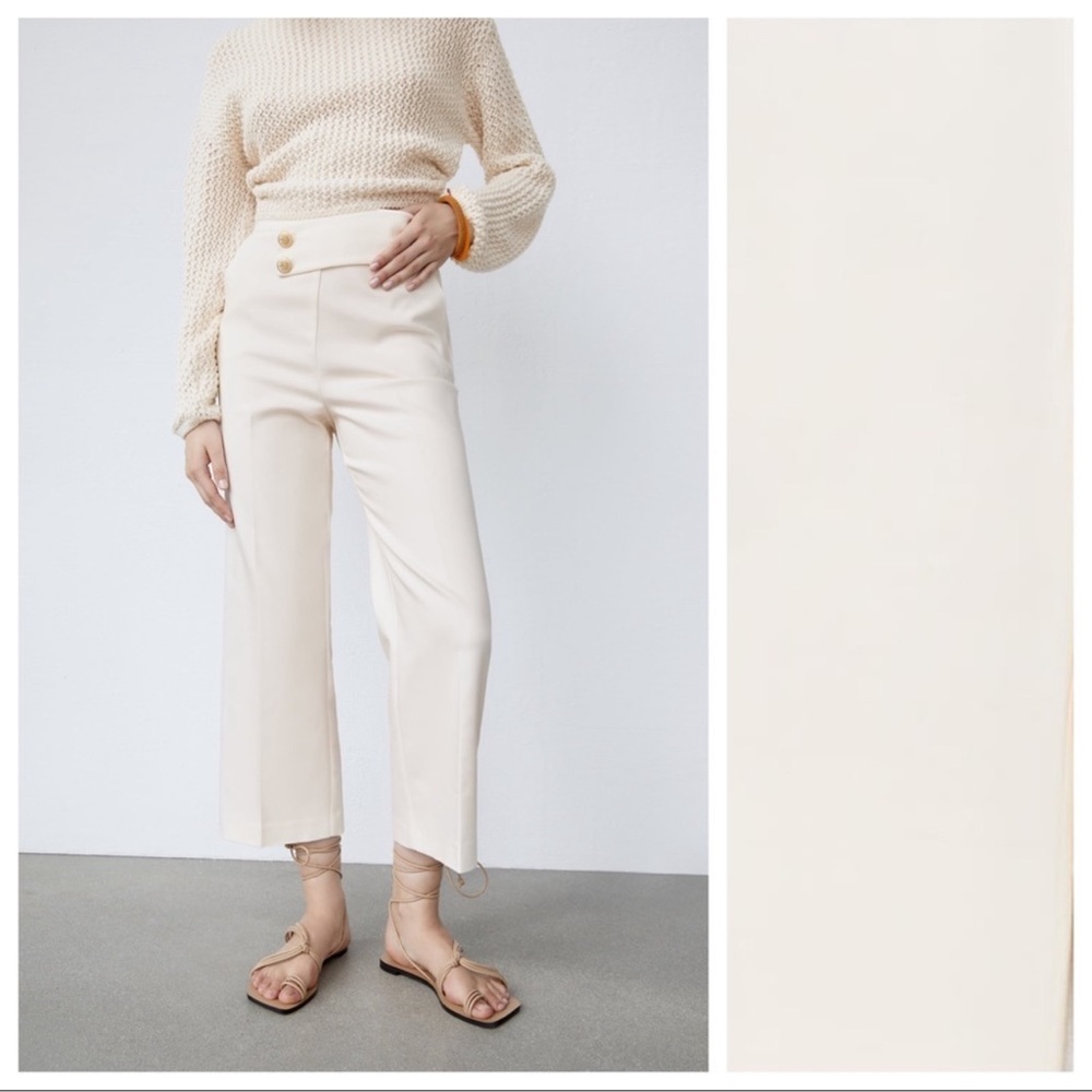 🦋 Bloggers’ Favorite 🦋 Zara Ecru Buttoned Pants Size L - Picture 2 of 16